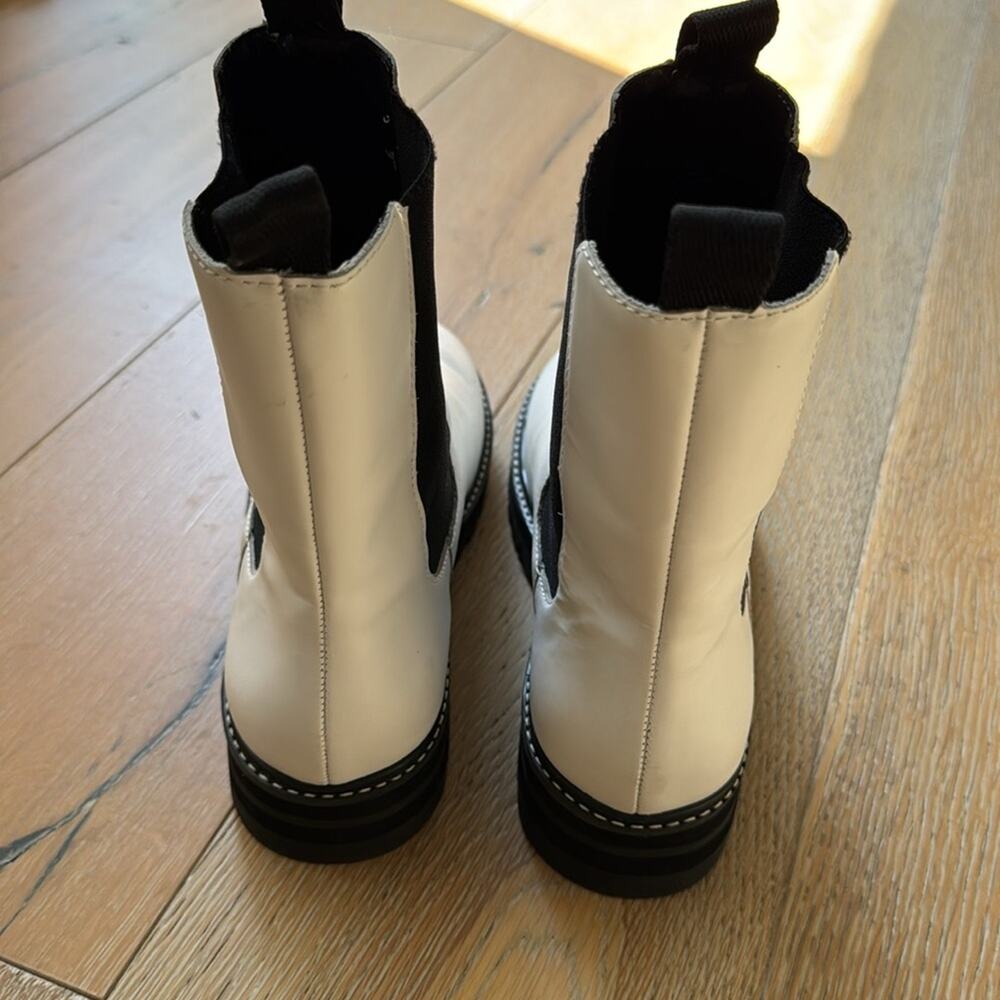 Aster Chelsea Lug Sole Boots White Black Leather Size 8 - Picture 4 of 9